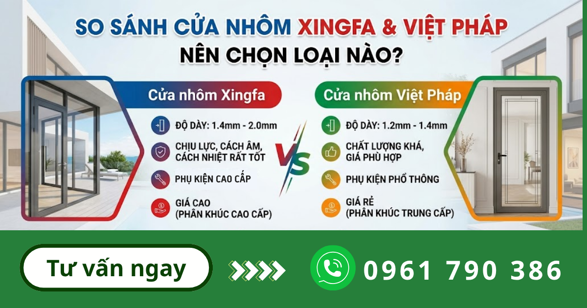 Cửa nhôm Xingfa và cửa nhôm Việt Pháp khác nhau như thế nào?